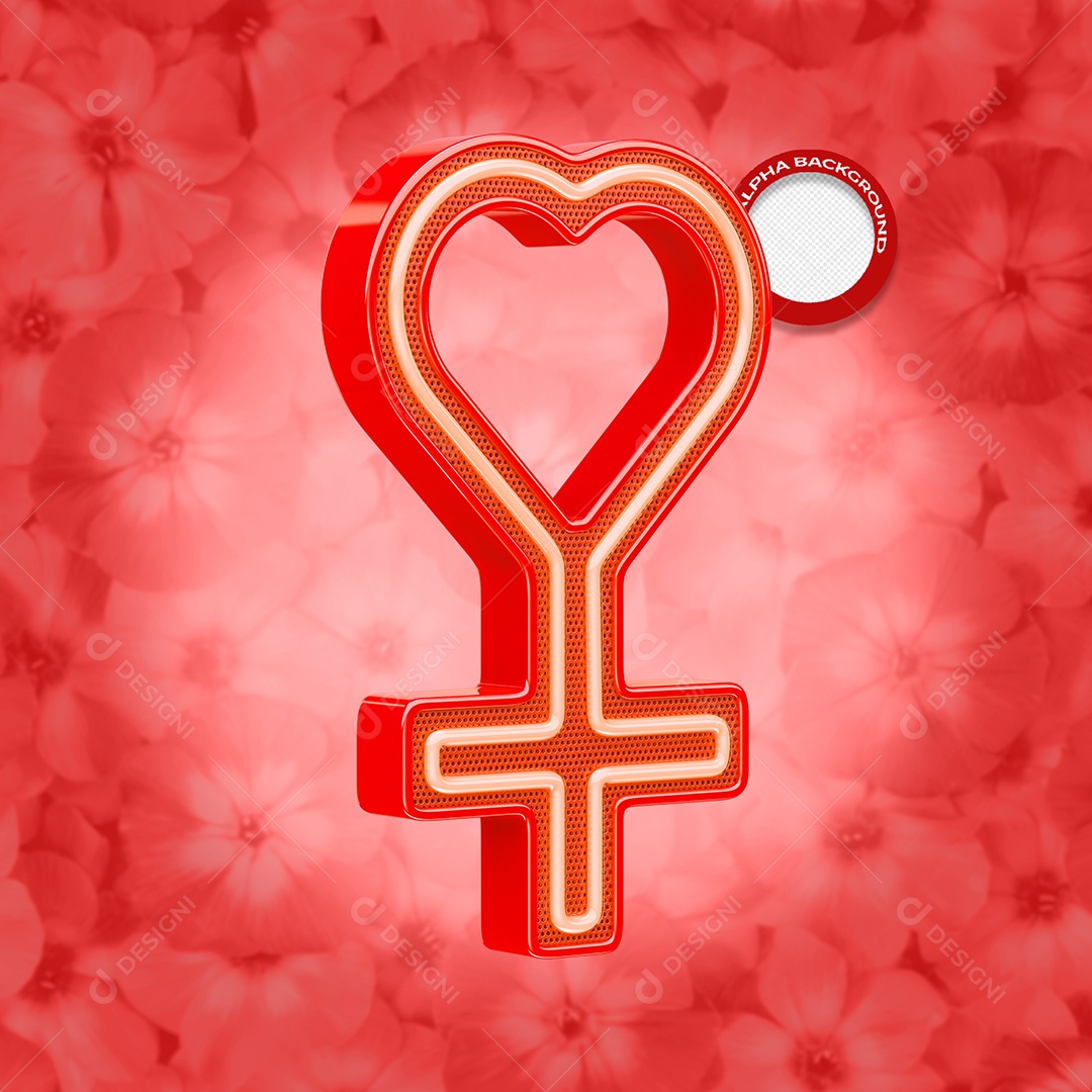 Elemento 3D Para Composição Símbolo Feminino Dia Internacional da Mulher PSD