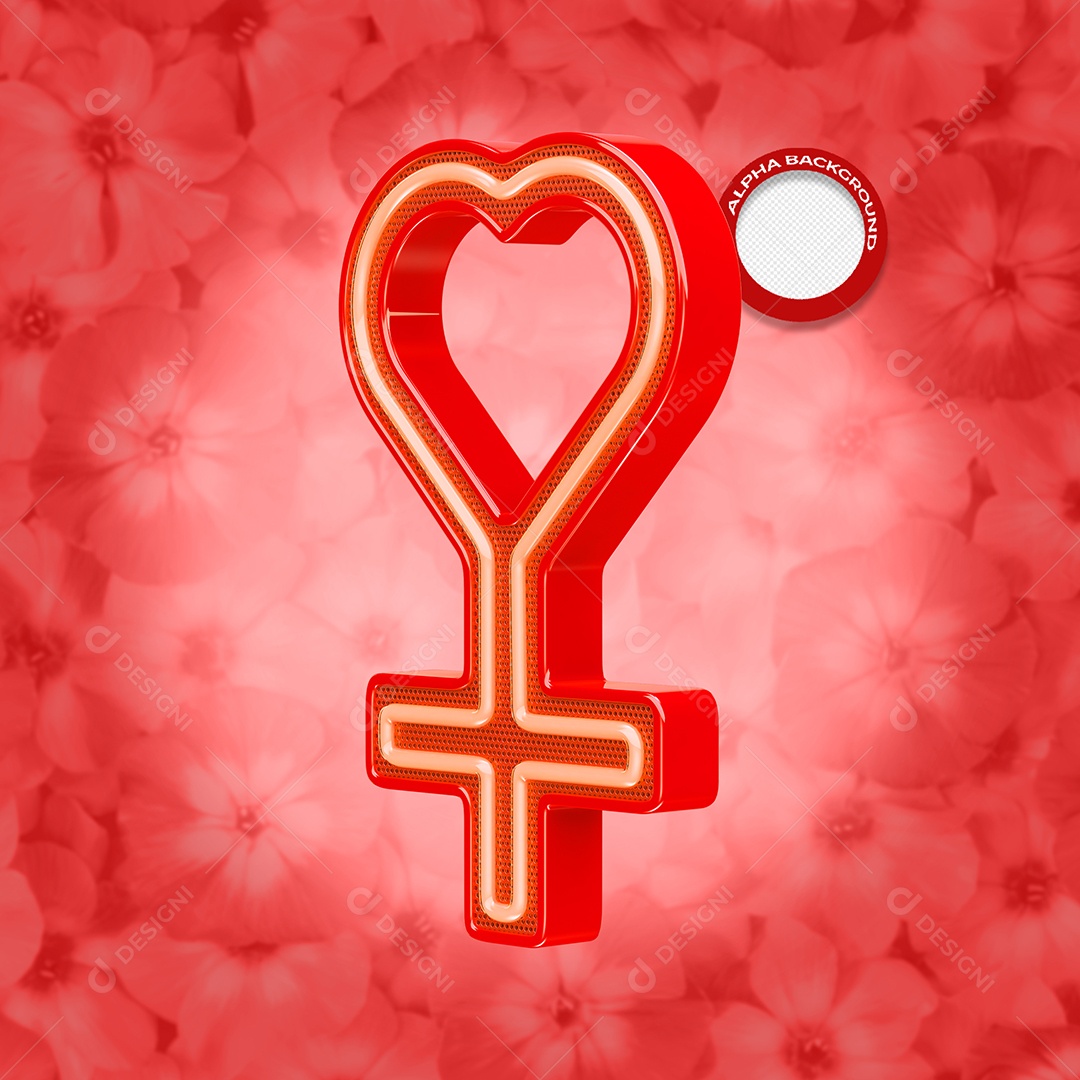 Elemento 3D Para Composição Símbolo Feminino Dia Internacional da Mulher PSD