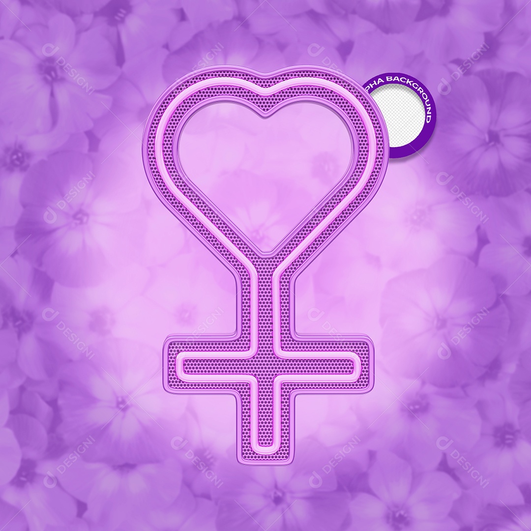 Elemento 3D Para Composição Símbolo Feminino Dia Internacional da Mulher PSD