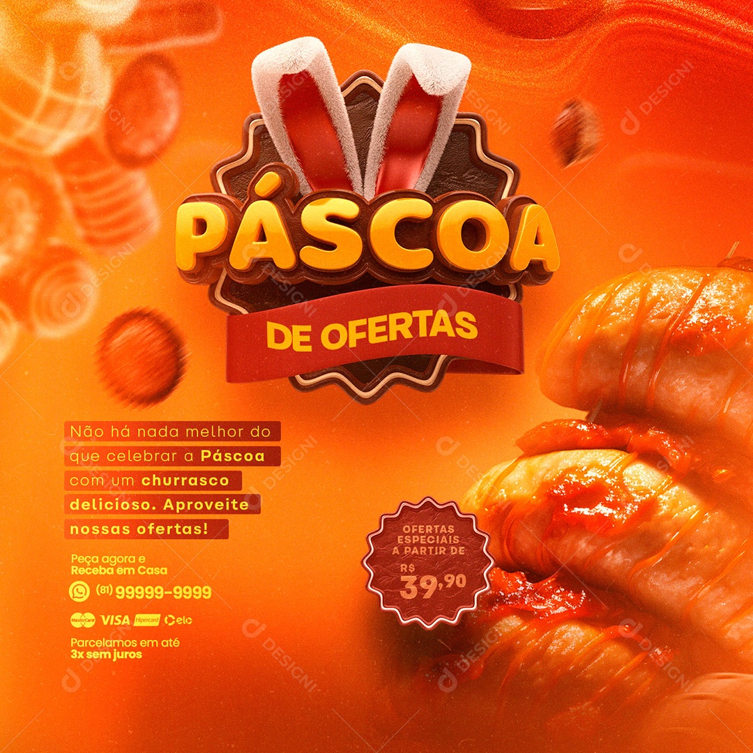 Páscoa De Ofertas Não Há Nada Melhor Do Que Celebrar a Páscoa Com Um Churrasco Social Media PSD Editável