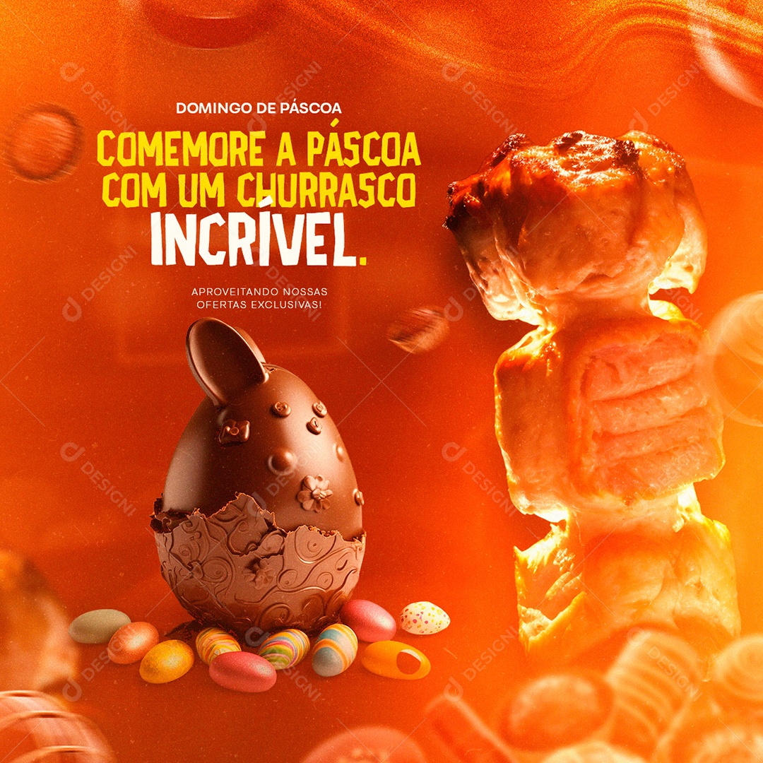 Domingo De Páscoa Comemore a Páscoa Com Um Churrasco Incrível Social Media PSD Editável