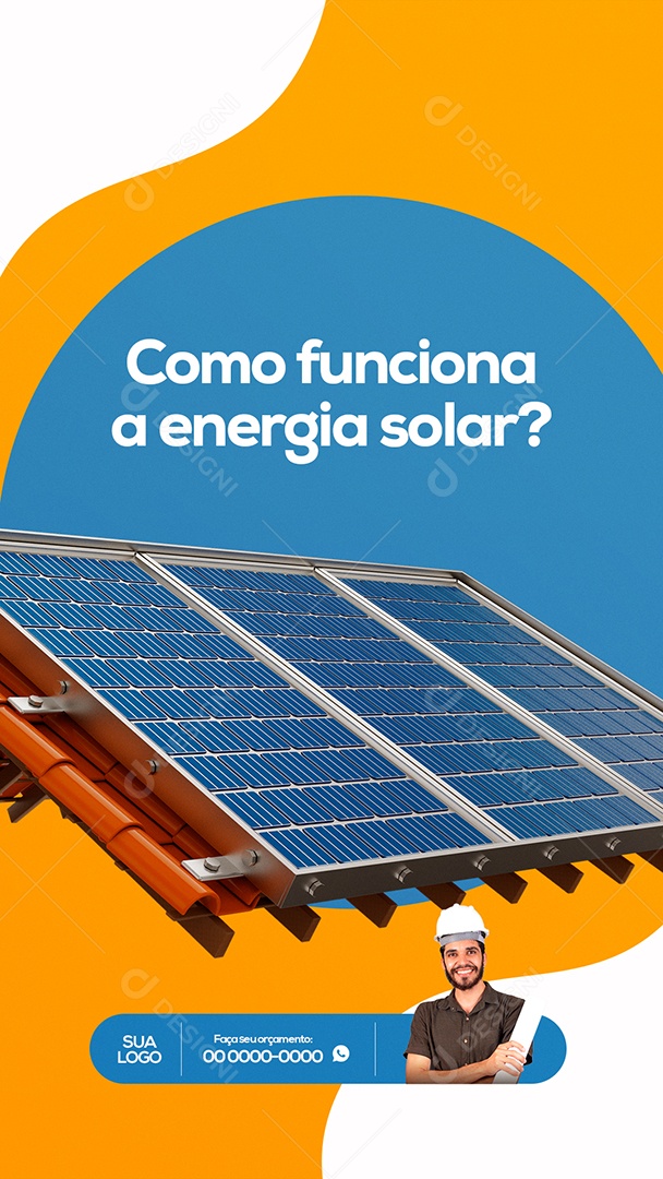Como Funciona a Energia Solar? Story Social Media PSD Editável