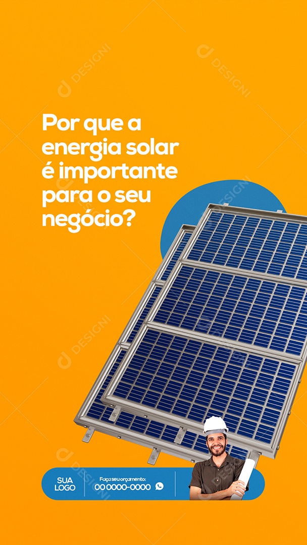 Por que a Energia Solar é Importante Para Seu Negócio? Story Social Media PSD Editável