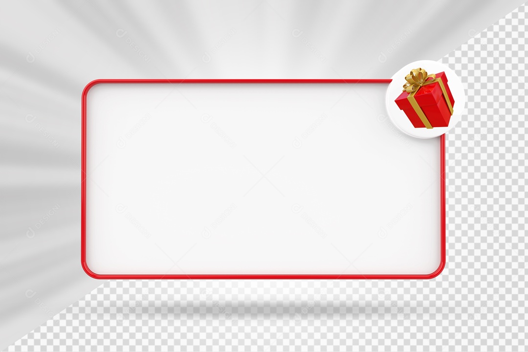 Message Box With Gift Icon 3D PSD Element