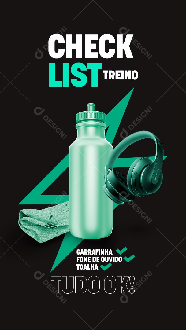 Checklist Treino Academia Story Social Media PSD Editável