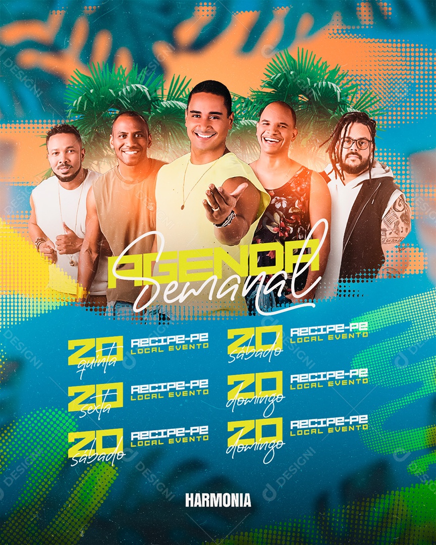 Flyer Agenda Semanal Harmonia Social Media PSD Editável