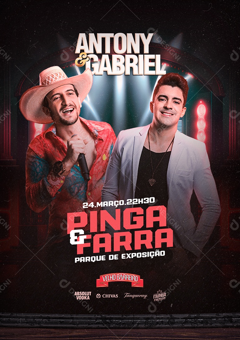 Pinga & Farra Antony & Gabriel Flyer Social Media PSD Editável
