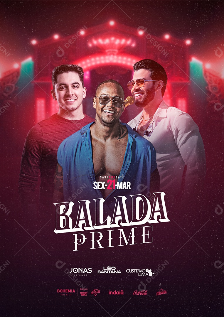 Balada Prime Jonas Esticado Léo Santana Gusttavo Lima Flyer Social Media PSD Editável