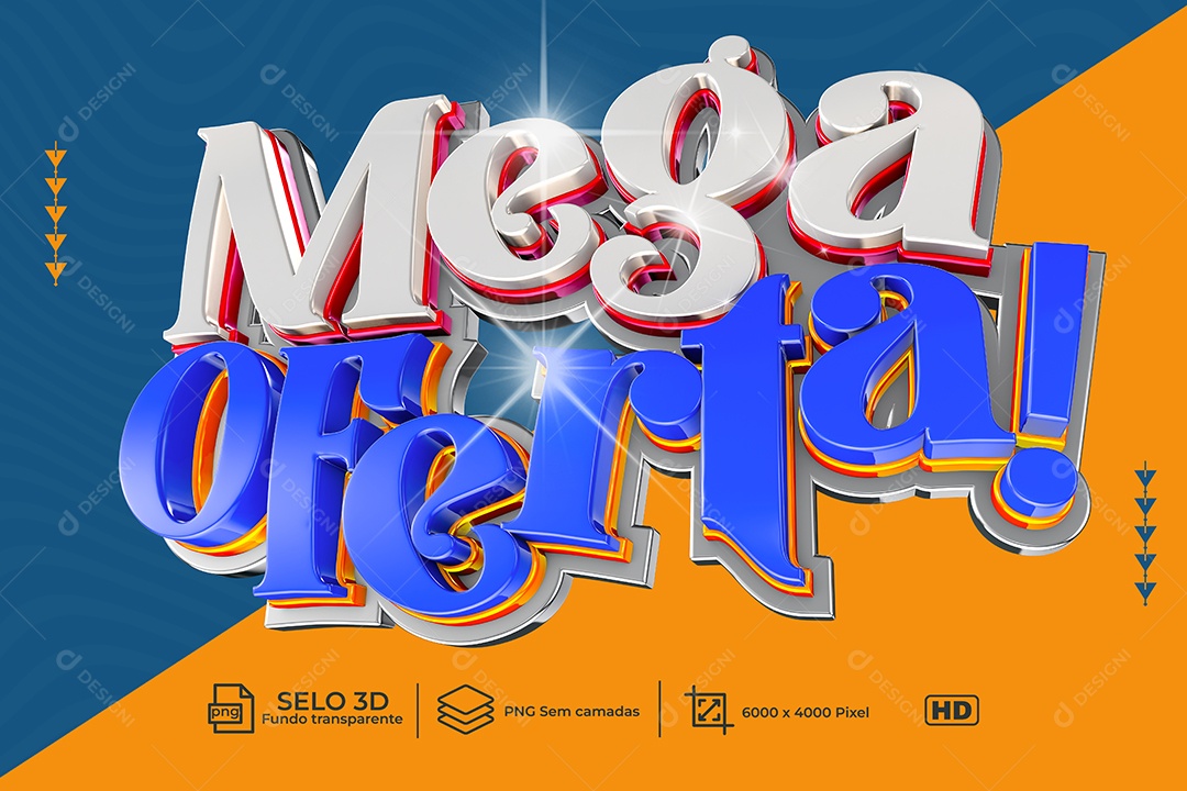 Selo 3D Para Composição Mega Oferta PNG Transparente