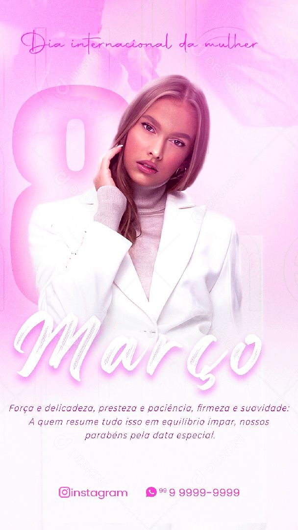8 de Março Dia da Internacional da Mulher Social Media PSD Editável