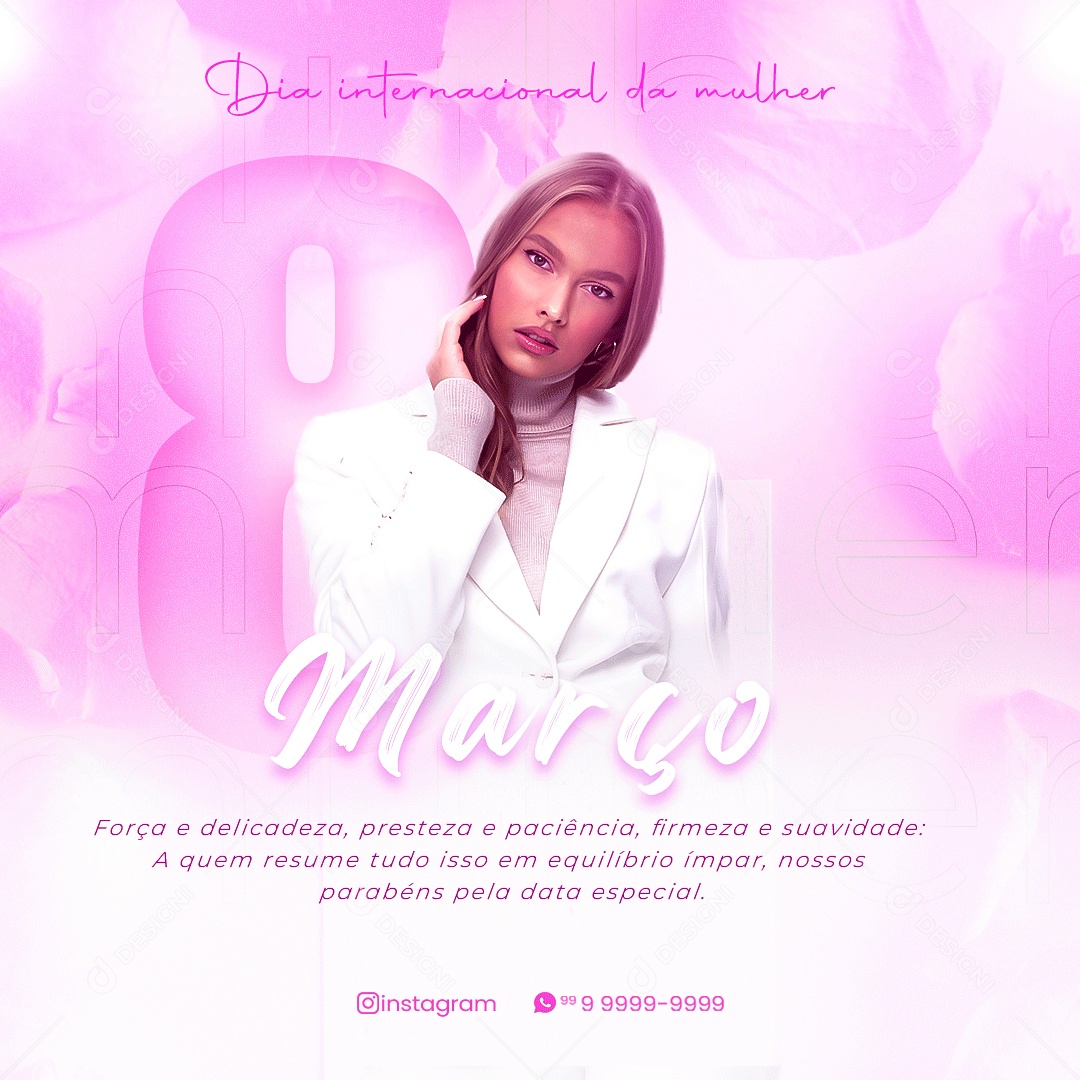 8 de Março Dia da Internacional da Mulher Social Media PSD Editável