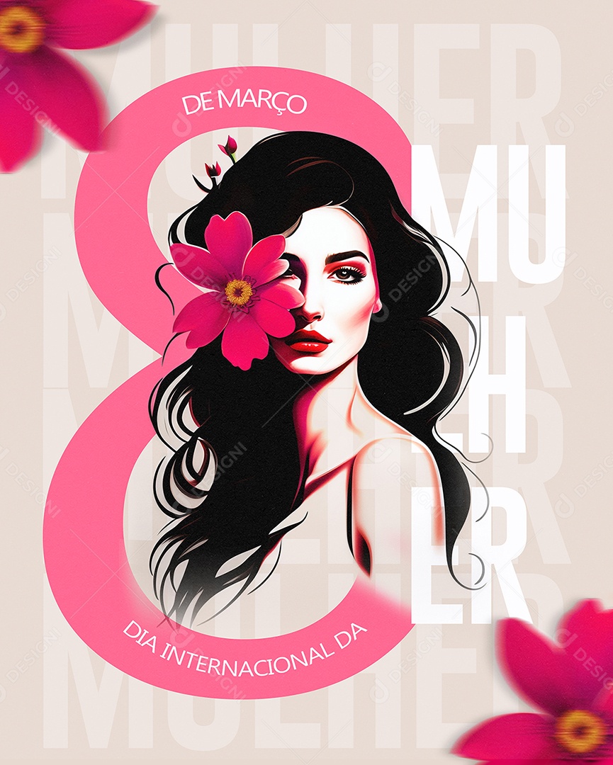 Dia Internacional da Mulher 8 de Março Social Media PSD Editável