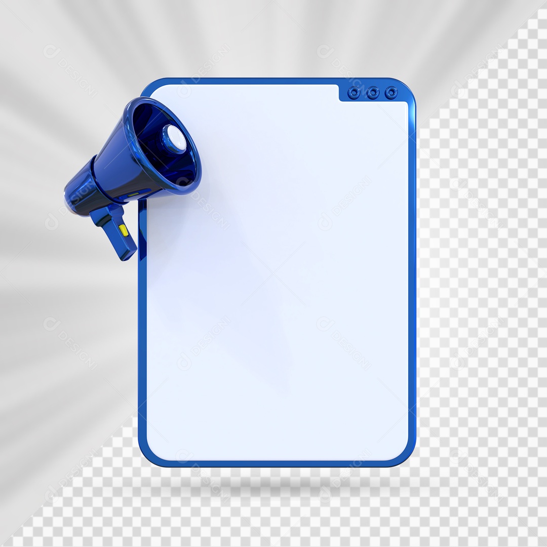 Mega Fone De Anúncio Azul Elemento 3D PSD