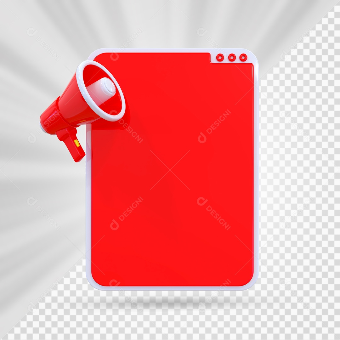 Mega Fone De Anúncio Vermelho Elemento 3D PSD