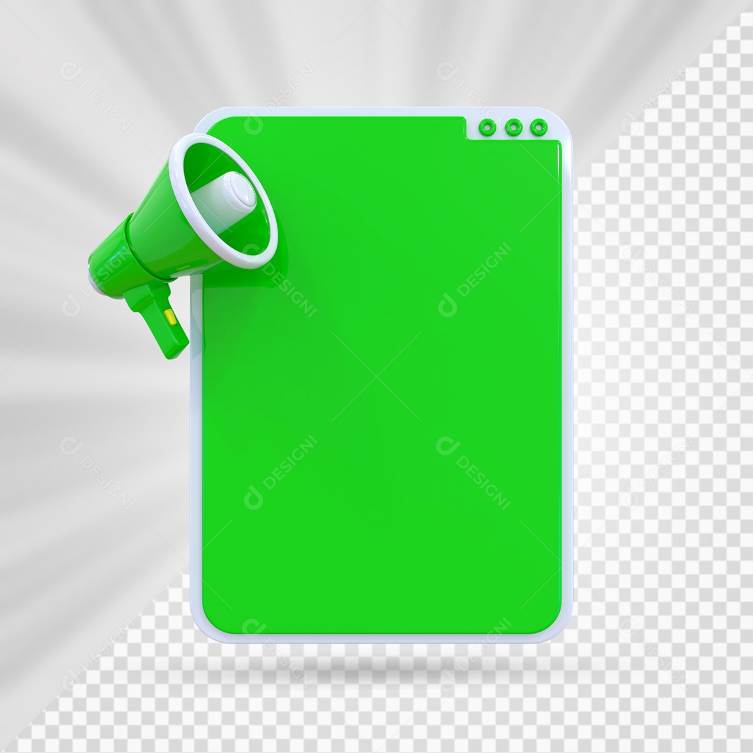 Mega Fone De Anúncio Verde Elemento 3D PSD