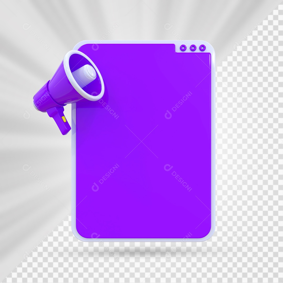 Mega Fone De Anúncio Roxo Elemento 3D PSD