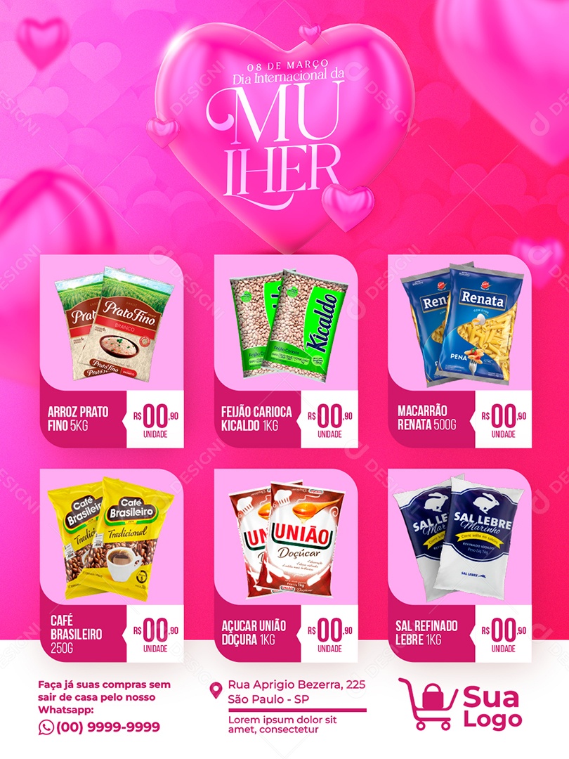 Encarte De Supermercado Do Dia Internacional Da Mulher Social Media PSD Editável