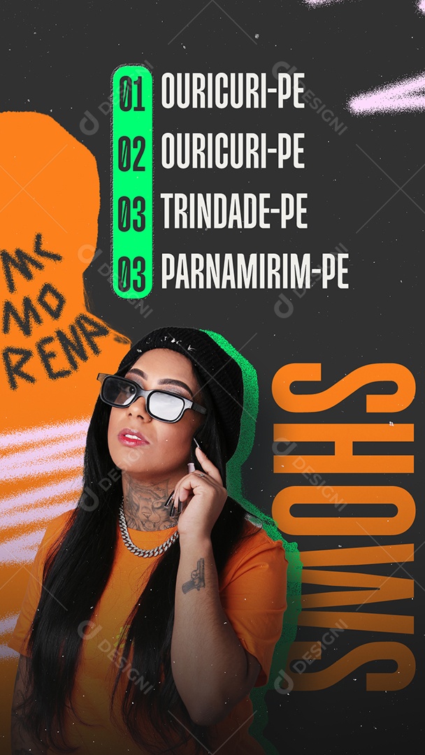 Story Próximos Shows Mc Morena Flyer Social Media PSD Editável