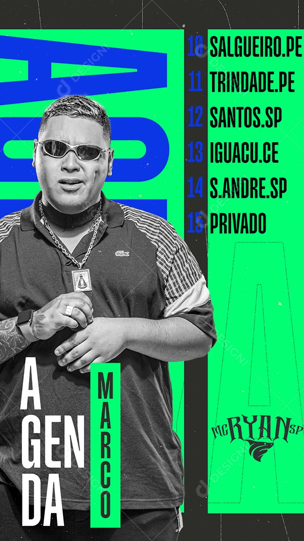 Story Agenda Março Mc Ryan SP Flyer Social Media PSD Editável