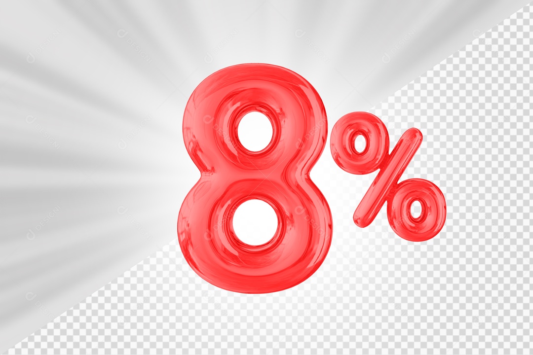 Balão Vermelho de 8% Desconto Elemento 3D PSD