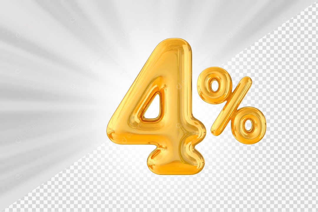 Balão Dourado de 4% Desconto Elemento 3D PSD