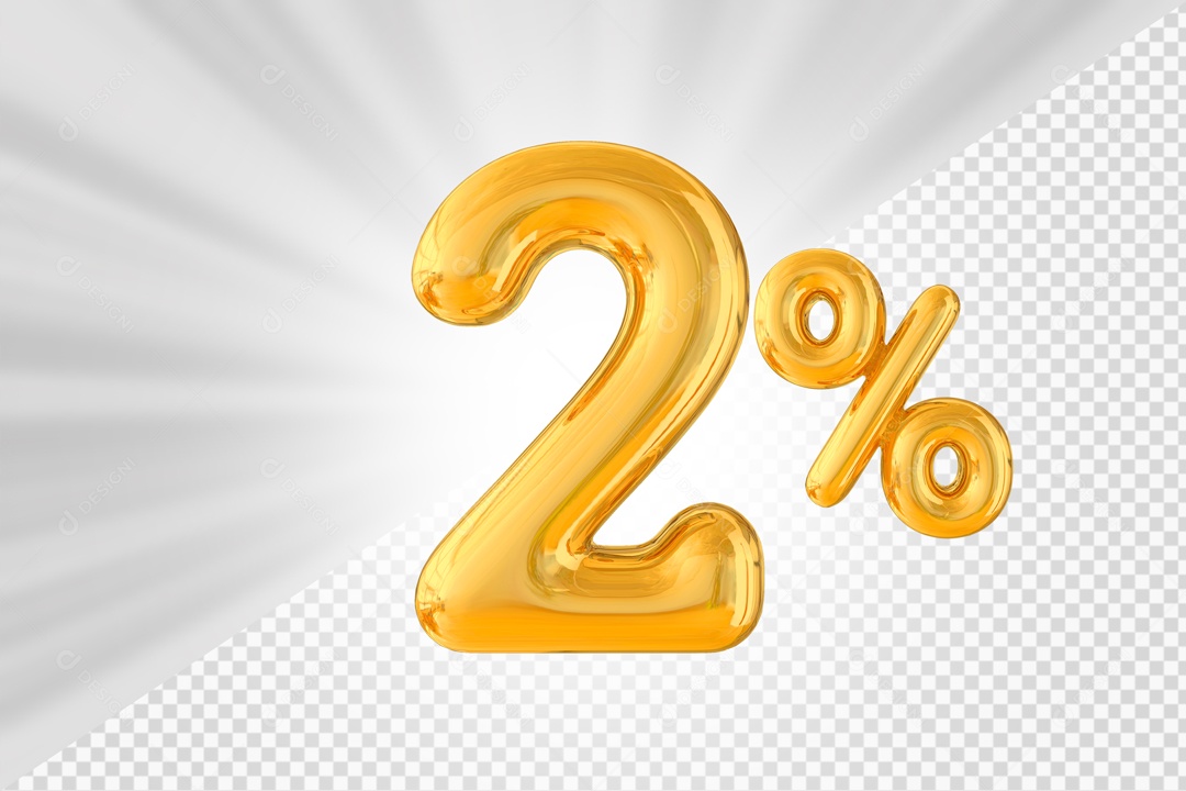 Balão Dourado de 2% Desconto Elemento 3D PSD