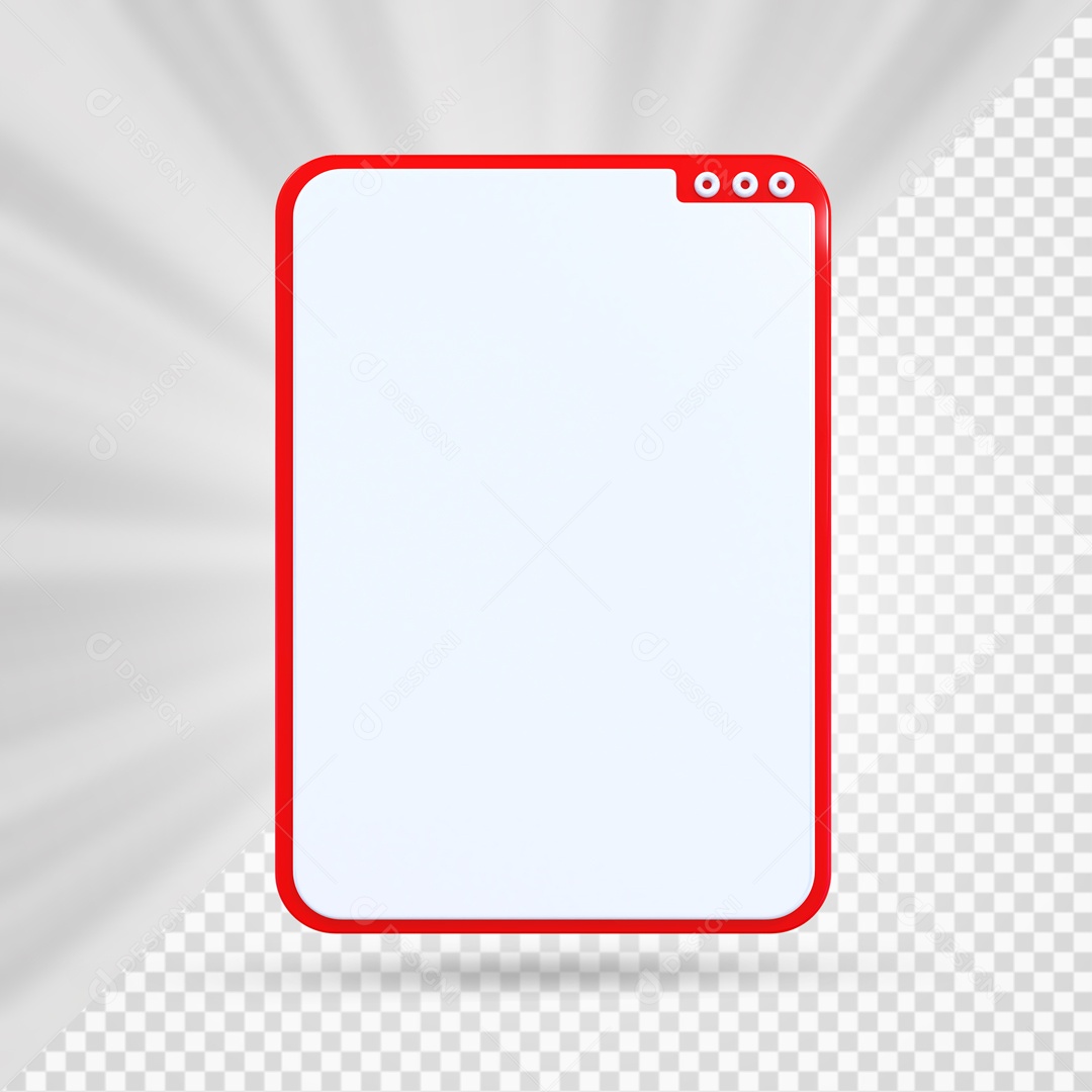 Caixa de Texto Branco e Vermelho Elemento 3D Para Composição PSD