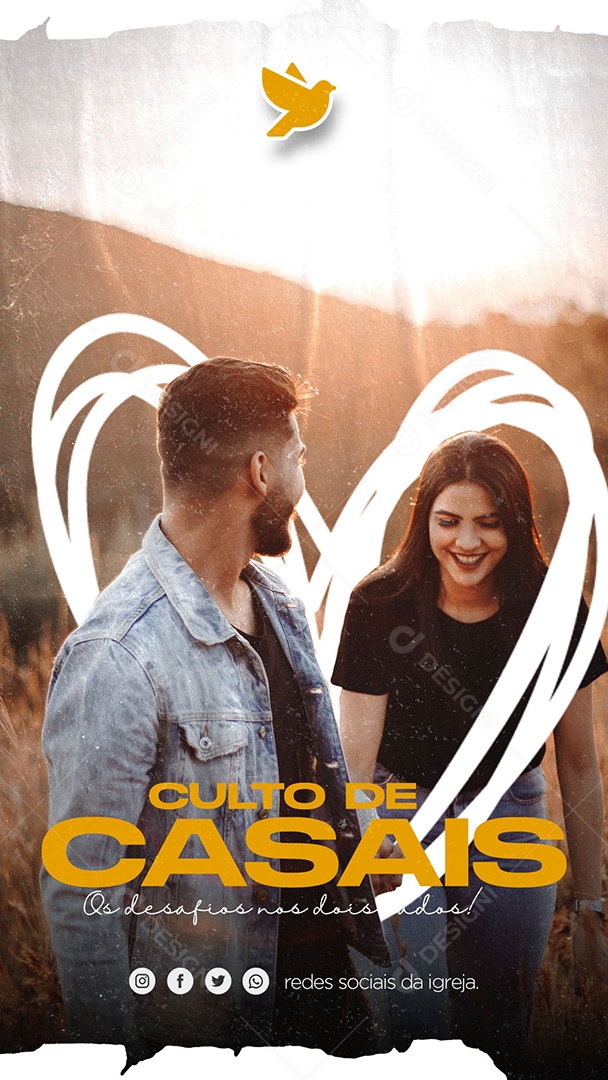 Culto de Casais Story Social Media PSD Editável