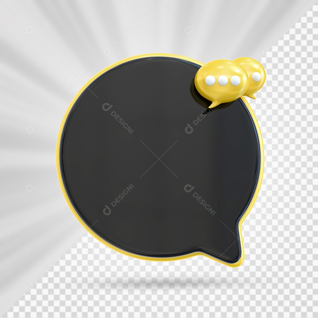 Black and Yellow 3D PSD Message Balloon Element