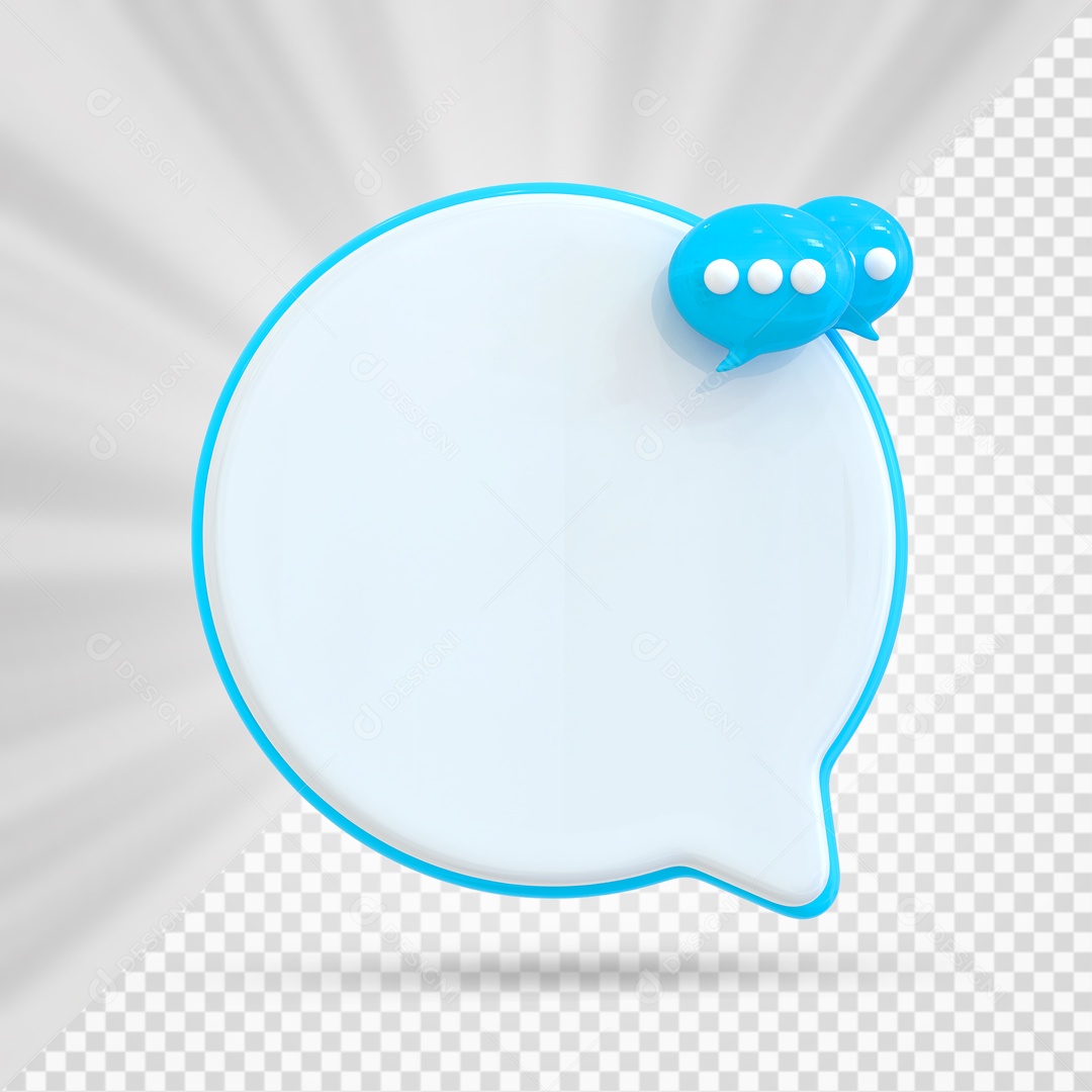 Balão De Mensagem Azul Claro E Branco Elemento 3D PSD