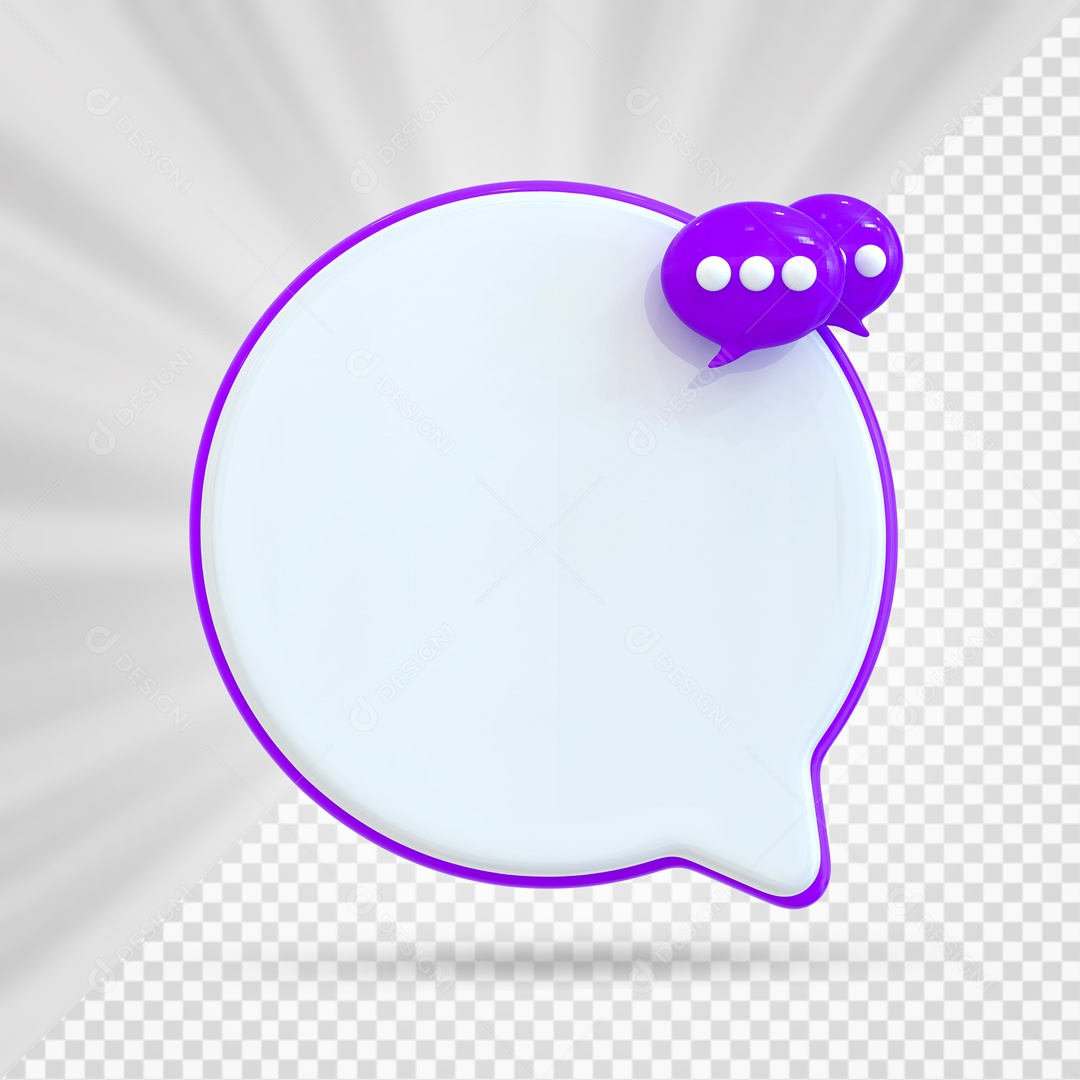 Balão De Mensagem Branco E Roxo Elemento 3D PSD