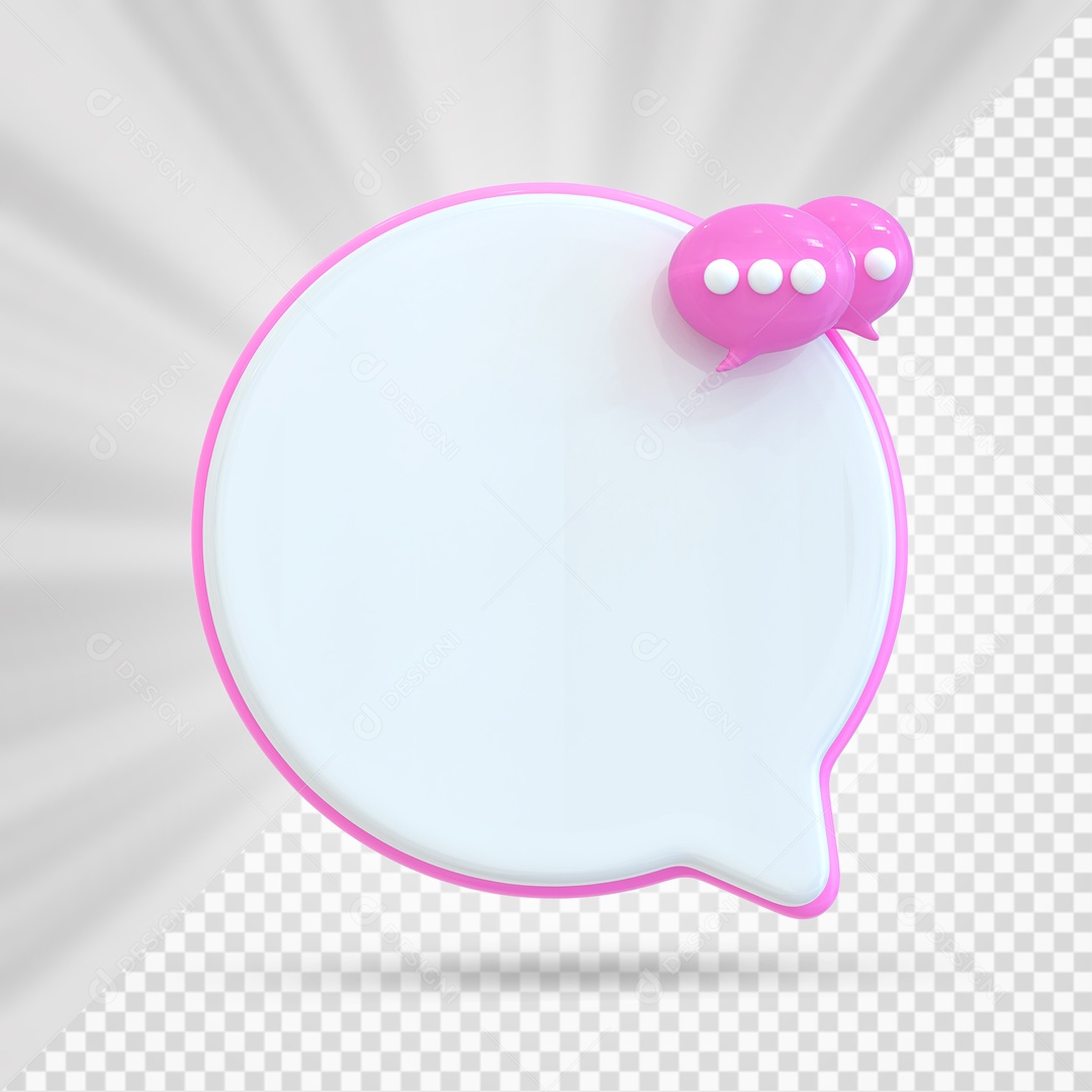 Balão De Mensagem Branco e Rosa Elemento 3D PSD