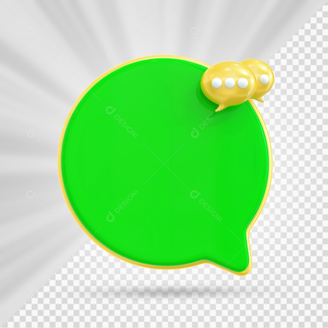 Balão De Mensagem Verde e Amarelo Elemento 3D PSD