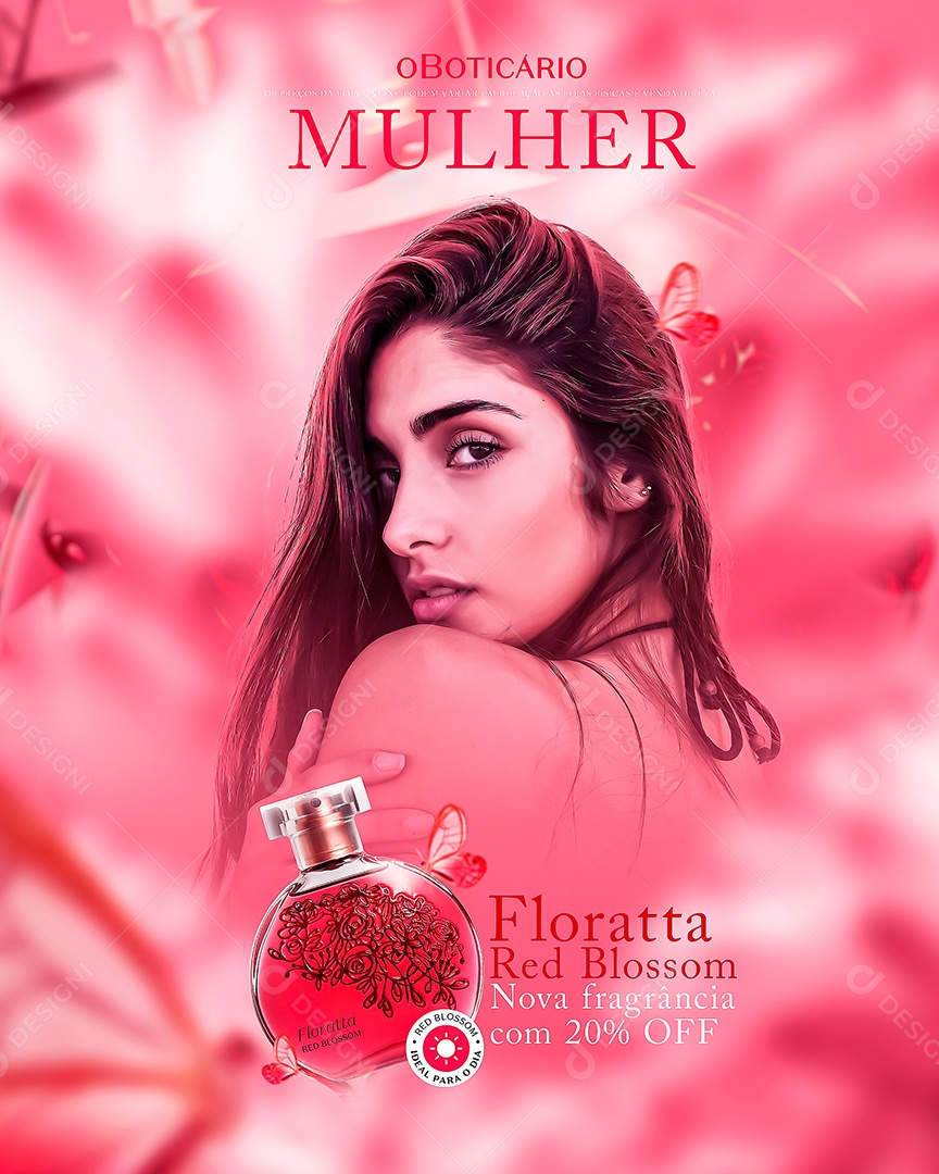 O Boticário Perfume Florrata Red Blossom Dia Internacional Da Mulher Social Media PSD Editável