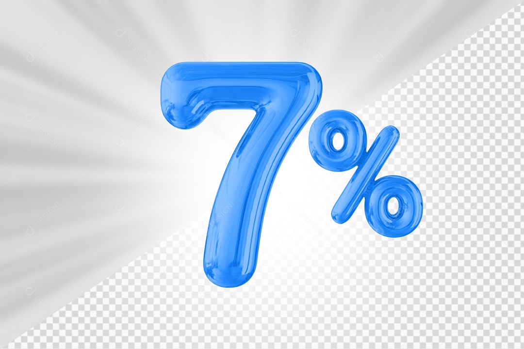 Balão Azul de 7% Desconto Elemento 3D PSD