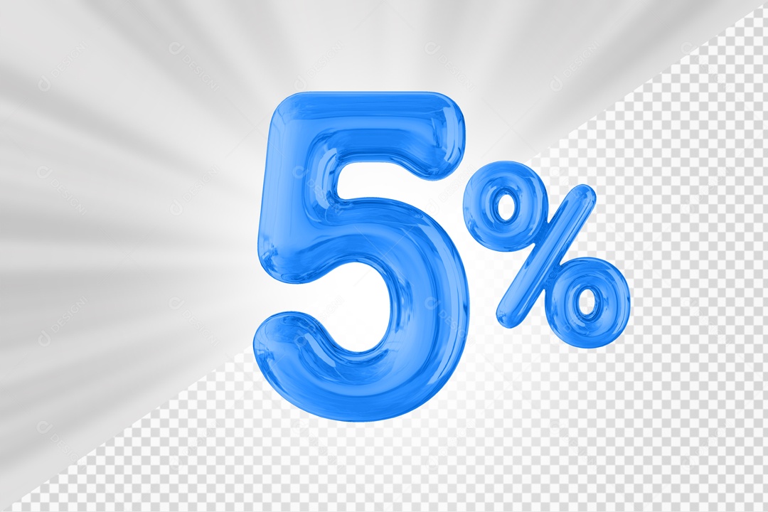 Balão Azul de 5% Desconto Elemento 3D PSD