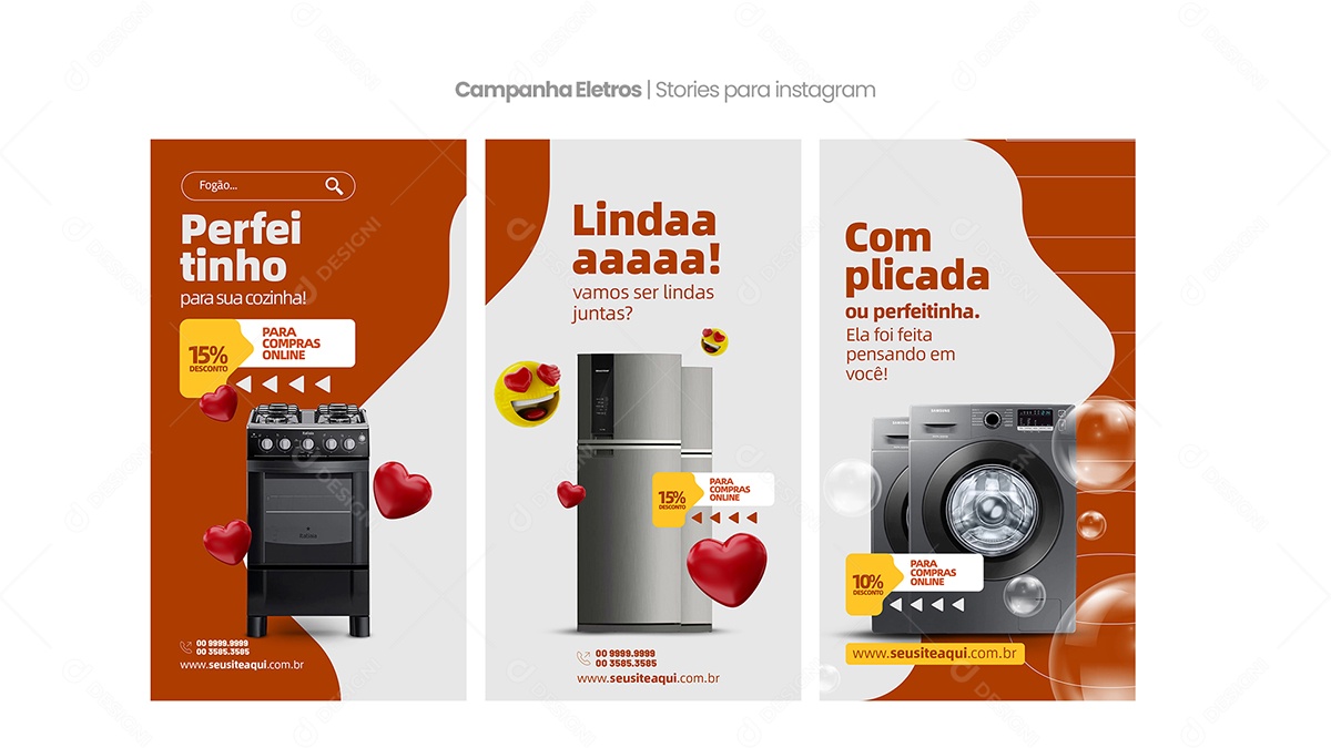 Coleção Stories Eletrodomésticos Social Media PSD Editável