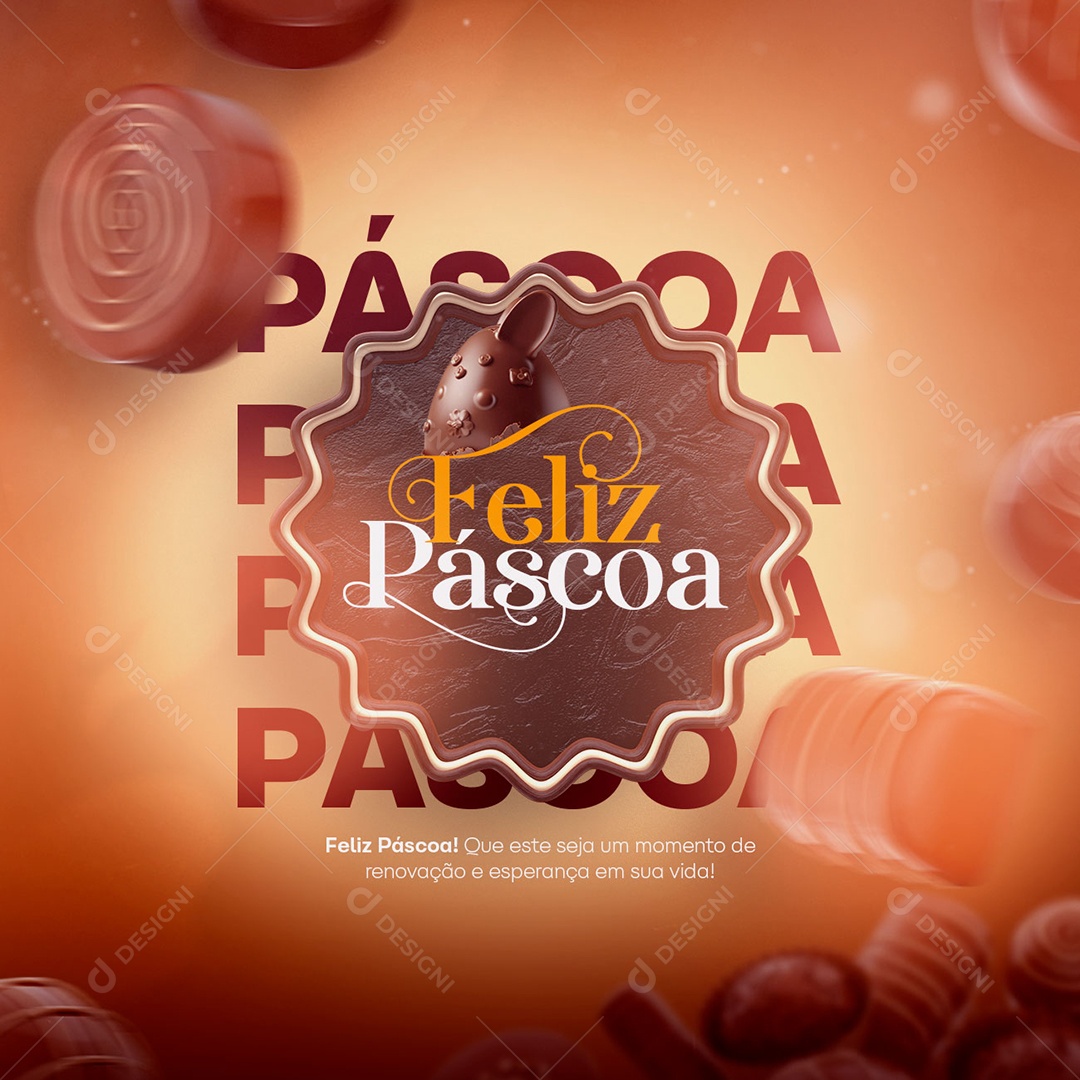 Feliz Páscoa Que Este Seja Um Momento de Renovação Social Media PSD Editável