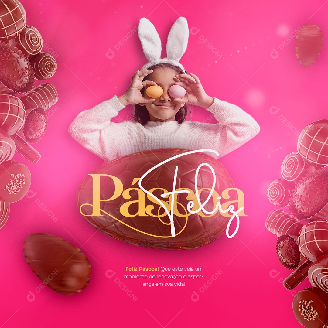Feliz Páscoa Que Este Seja Um Momento de Renovação Social Media PSD Editável