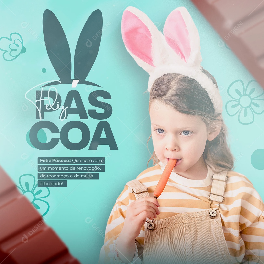 Feliz Páscoa Que Este Seja Um Momento de Renovação Social Media PSD Editável