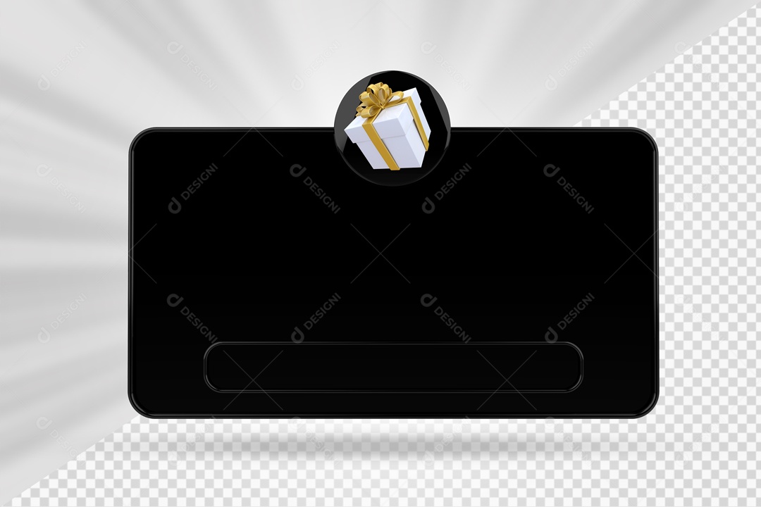 Caixa De Mensagem Com Ìcone De Presente Preto Elemento 3D PSD
