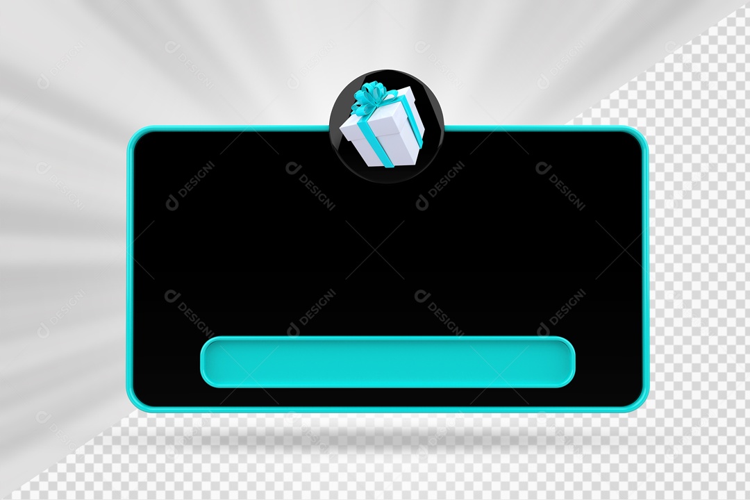 Caixa De Mensagem Com Ìcone De Presente Azul e Preto Elemento 3D PSD