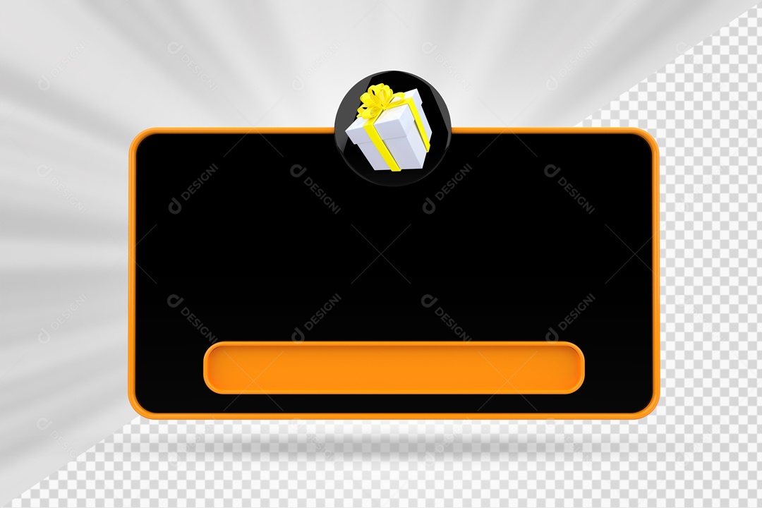 Caixa De Mensagem Com Ìcone De Presente Amarelo e Preto Elemento 3D PSD