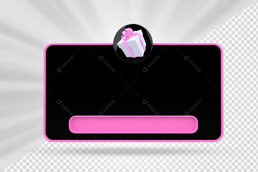 Message Box With Pink and Black Gift Icon 3D PSD Element