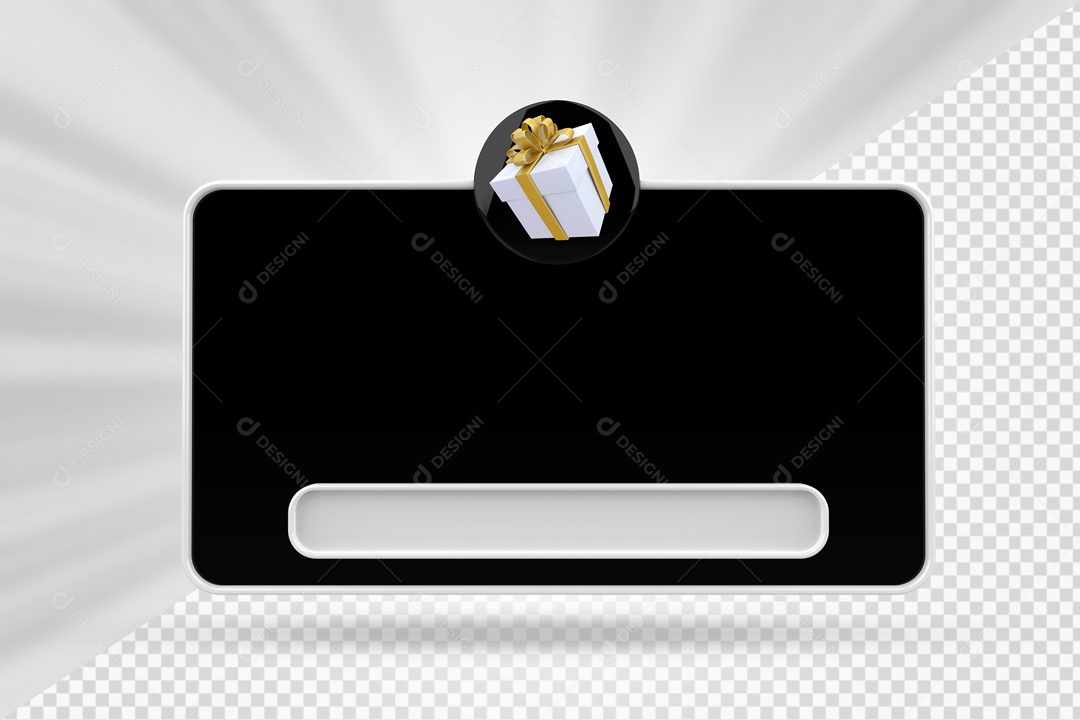 Caixa De Mensagem Com Ìcone De Presente Branco e Preto Elemento 3D PSD