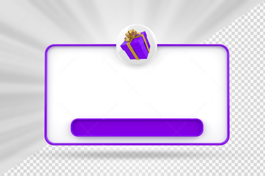 Caixa De Mensagem Com Ìcone De Presente Roxo e Branco Elemento 3D PSD
