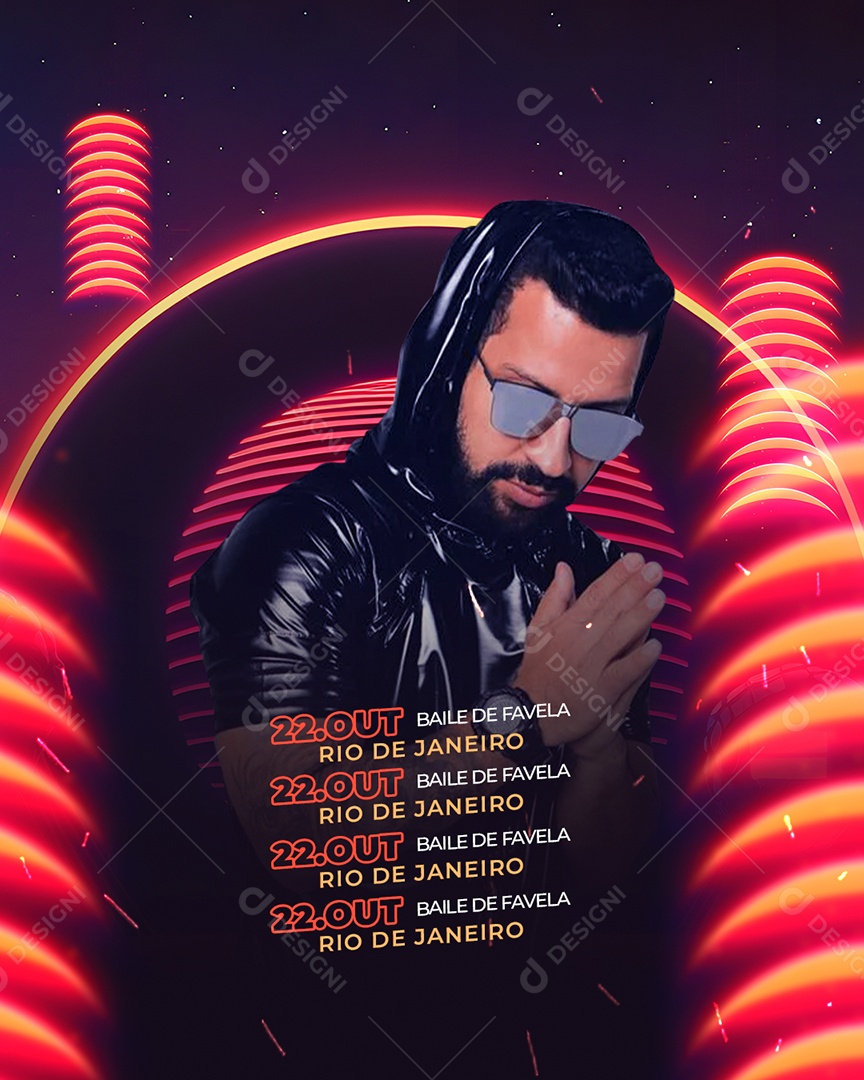 Flyer Agenda de Shows Denny DJ Social Media PSD Editável