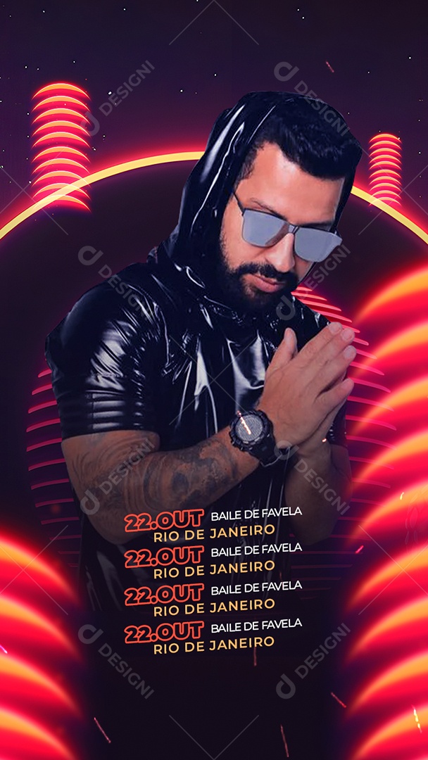 Flyer Agenda de Shows Denny DJ Story Social Media PSD Editável