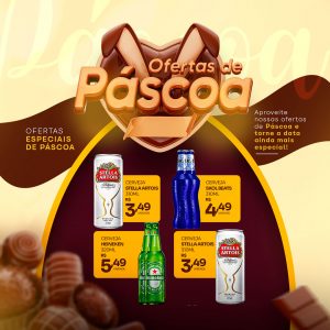 Ofertas de Páscoa Stella Artois Skol Beats Heineken Cervejaria Social Media PSD Editável