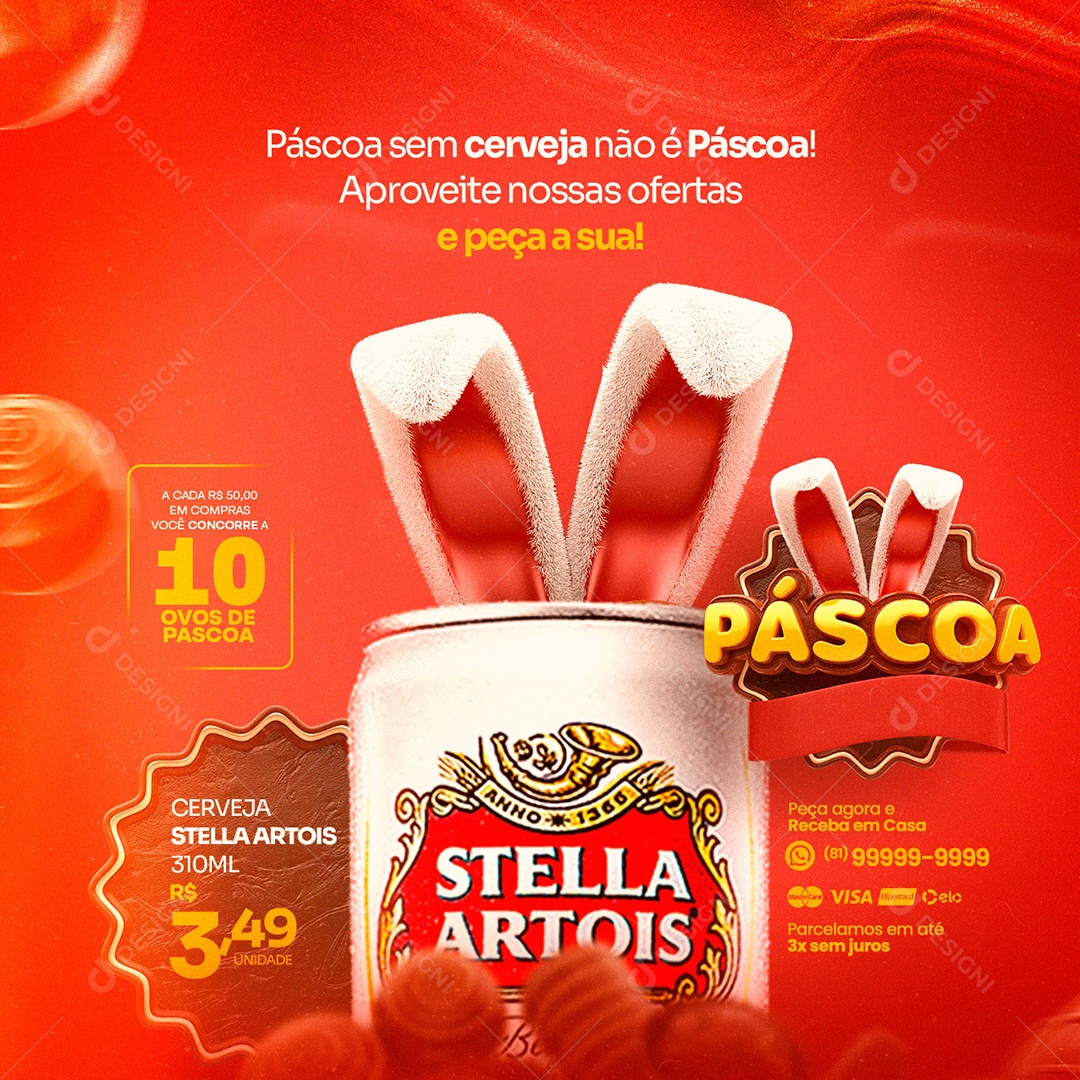 Páscoa Sem Cerveja Não é Páscoa Cerveja Stella Artois Cervejaria Social Media PSD Editável